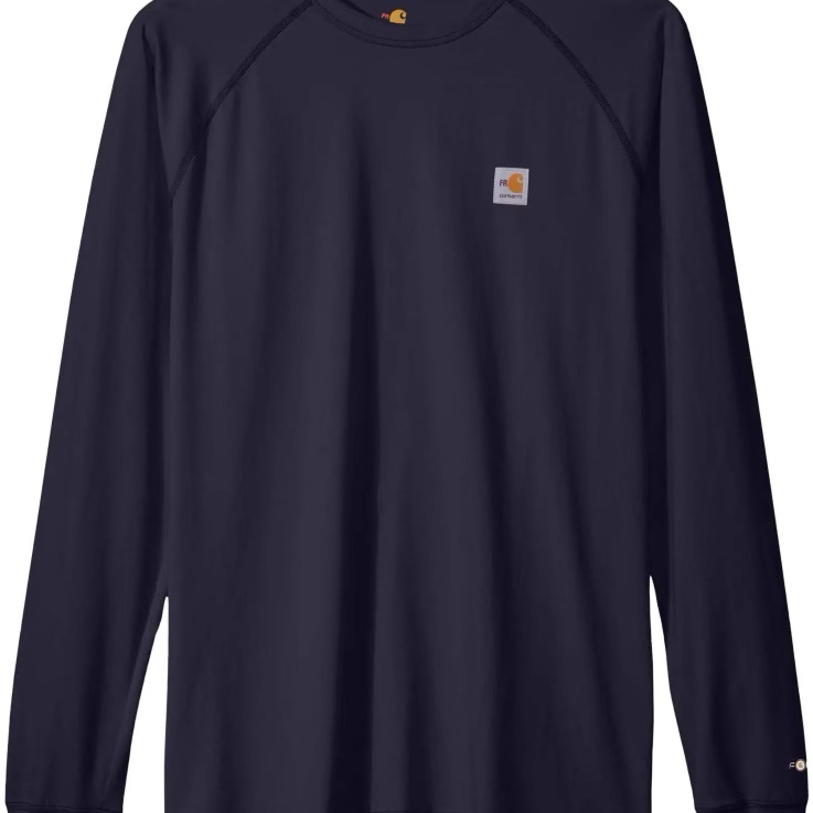 Carhartt Flame Resistant Force Long Sleeve Navy Blue T-Shirt